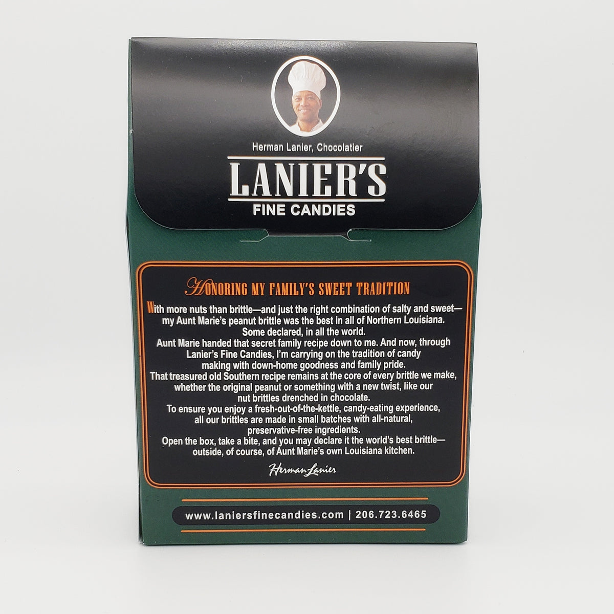 Dark Chocolate Pistachio Brittle with Honey 6 oz Lanier's Fine Candies